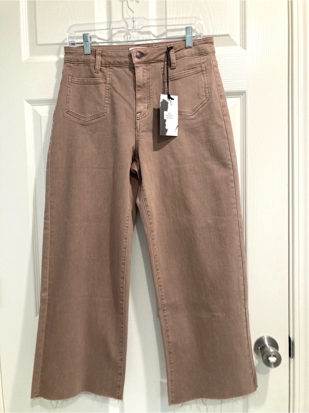 NEW Studio Blue Women Wide Leg Jeans Distressed Timeless Taupe SZ 29